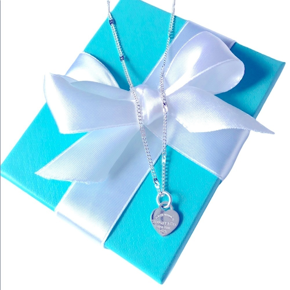 NWOT Tiffany & Co. Delicate Mini Heart Tag Pendant on 18” Silver-Pl…